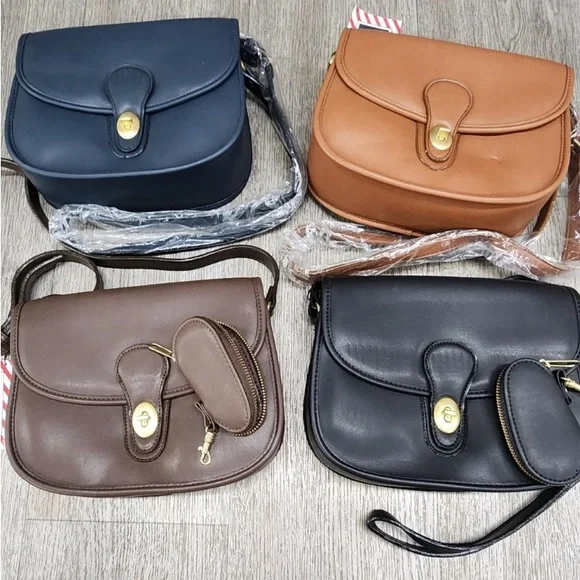 NEW! Vegan Leather Crossbody Purse Bag British Tan Brown - Picture 17 of 17